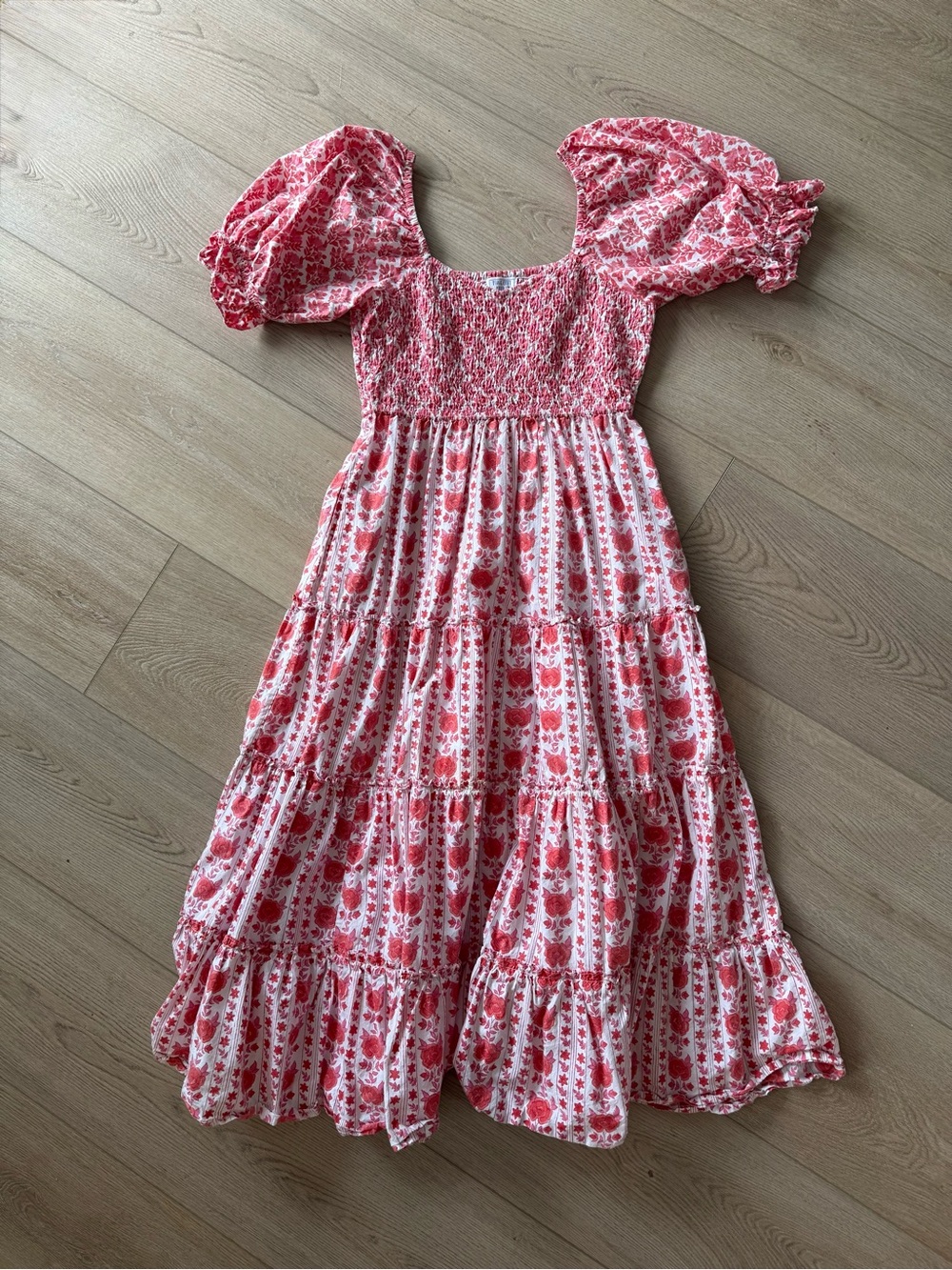 Pink City Prints Floral Pink Puff-Sleeve Dress size small